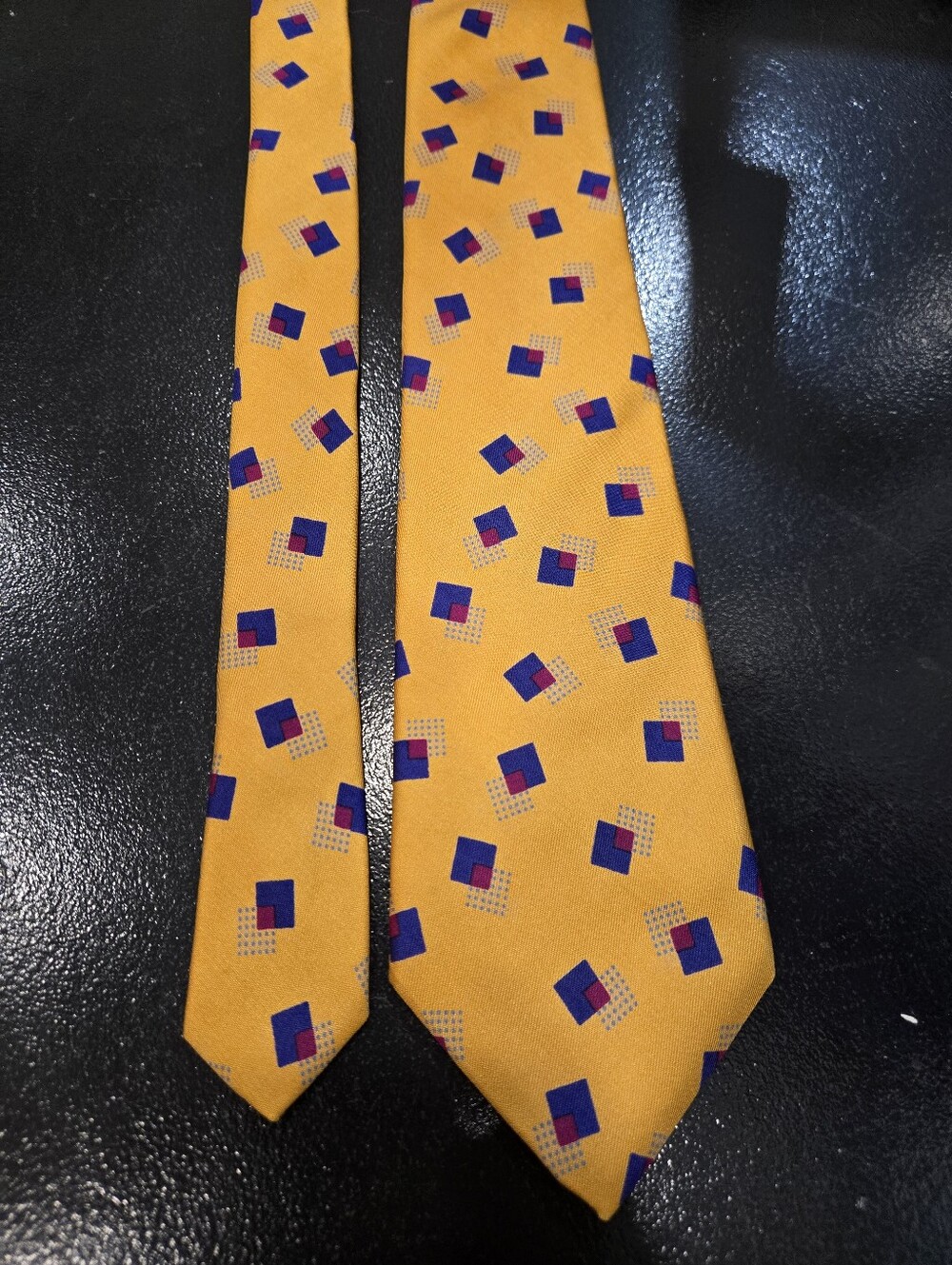 Calvin Klein Italian Silk Tie With Geometric Patterns - Made In USA